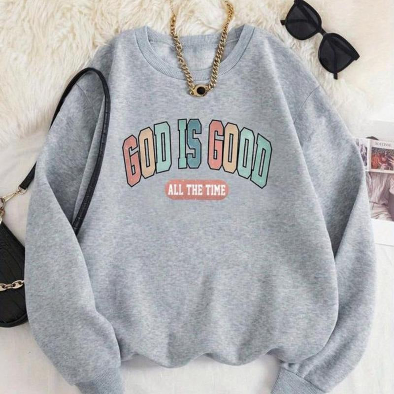 Women's Letter Print Drop Shoulder T-shirt Sweatshirt Hoodie, Fall Outfits 2024, Casual Long Sleeve Round Neck Pullover...