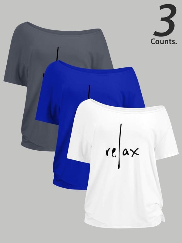 Women's Letter Print One Shoulder Tee, Casual Sleeveless T-shirt for Summer, Ladies Clothes for Daily Wear, Top Hoodie,...