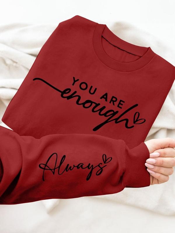 Women's Letter Print Round Neck Pullover, Fashion Casual Crew Neck Sweatshirt for Daily Holiday Outdoor Wear, Women...