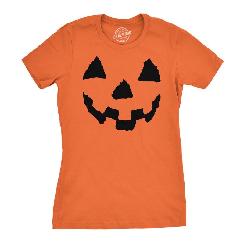 Women's Pumpkin Face T-Shirt Funny Halloween Jack O Lantern Shirt for Women Funny Womens T Shirts Cute Slimming Top...