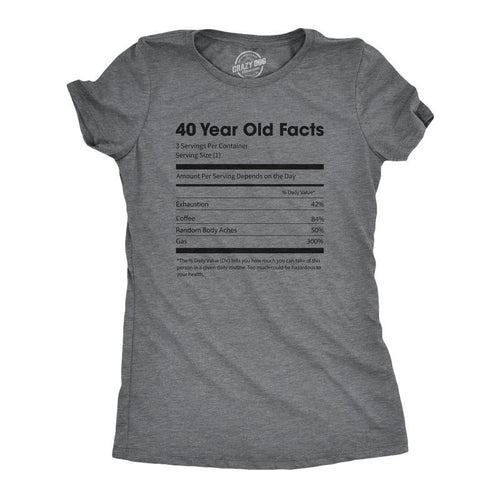 Womens 40 Year Old Facts Tshirt Funny Forties Nutrition Label Coffee Birthday Tee Funny Womens T Shirts Cute Slimming Top...
