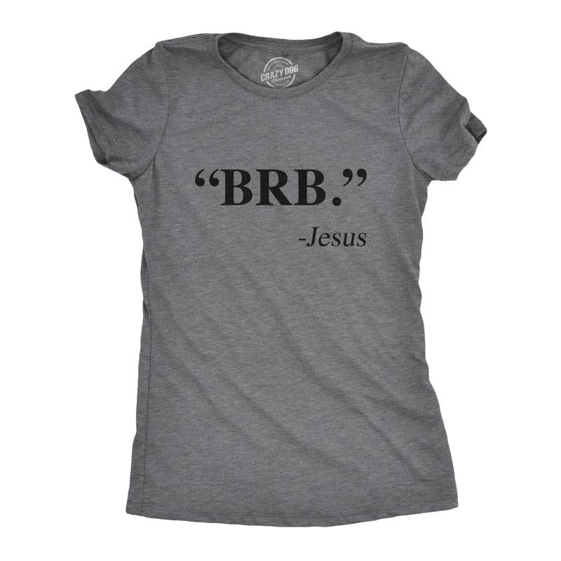 Womens BRB Jesus T Shirt Funny Easter Christian Religious Church Text Faith Tee Funny Womens T Shirts Cute Slimming Top...