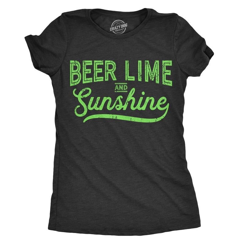 Womens Beer Lime And Sunshine T Shirt Funny Summer BBQ Tee For Ladies Funny Womens T Shirts Cute Slimming Top Comfortable...