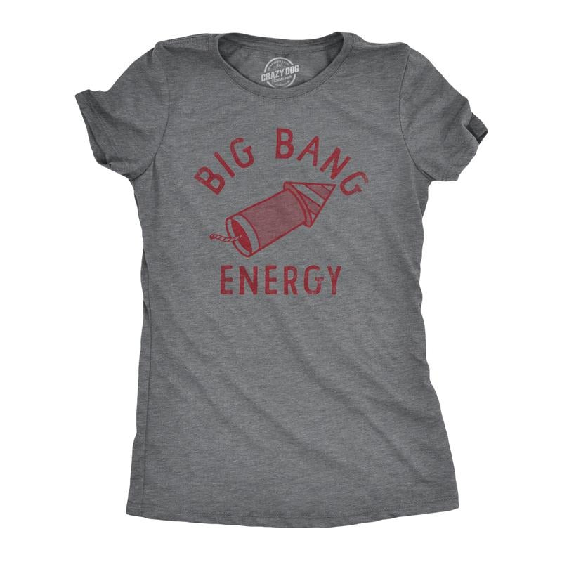 Womens Big Bang Energry T Shirt Funny Fourth Of July Fireworks Exploding Rocket Tee For Ladies Funny Womens T Shirts Cute...