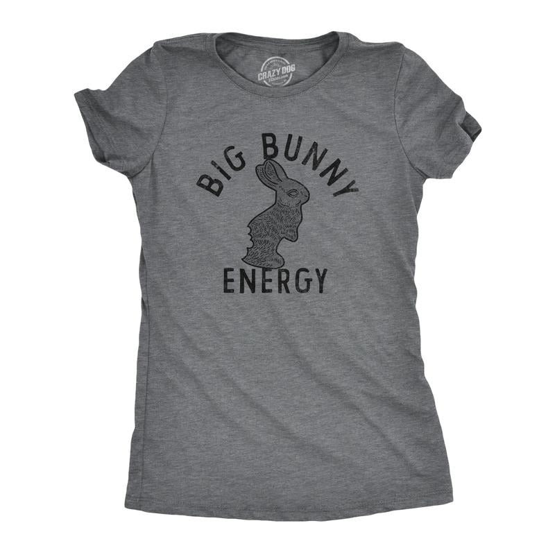 Womens Big Bunny Energy T Shirt Funny Easter Sunday Chocolate Rabbit Vibes Tee For Ladies Funny Womens T Shirts Cute...