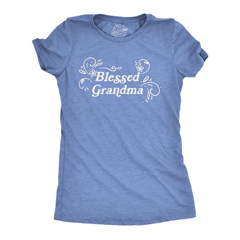 Womens Blessed Grandma T Shirt Funny Grandmother Appreciation Nana Graphic Novelty Tee Funny Womens T Shirts Cute...