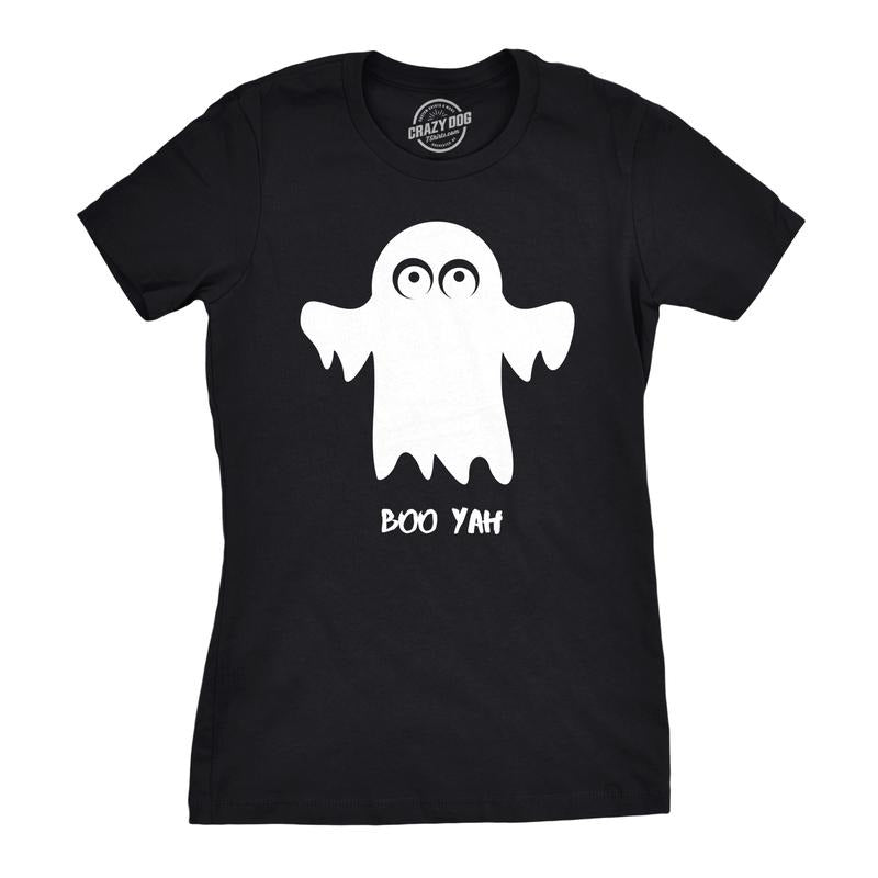 Womens Boo Yah Funny Spooky Cute Halloween Fall Ghost T shirt Funny Womens T Shirts Cute Slimming Top Comfortable Soft...