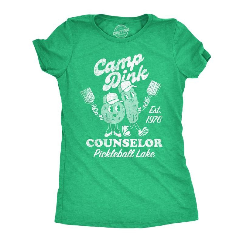 Womens Camp Dink Counselor Pickleball Lake T Shirt Funny Pickle Ball Lovers Joke Tee For Ladies Funny Womens T Shirts...