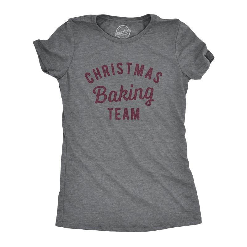 Womens Christmas Baking Team T Shirt Funny Xmas Party Family Novelty Graphic Tee for Ladies Funny Womens T Shirts Cute...