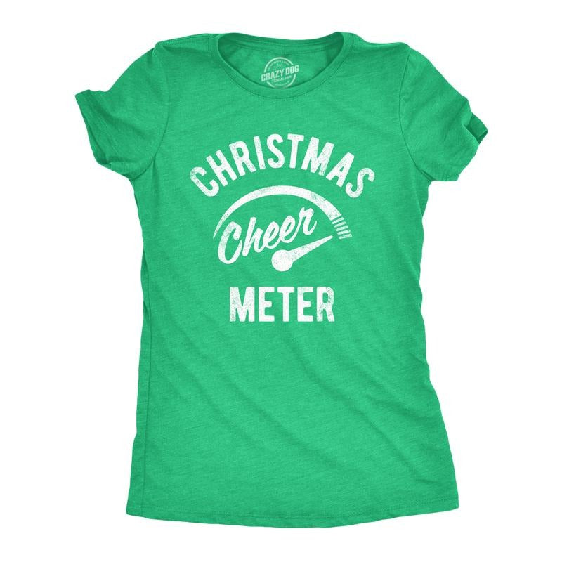 Womens Christmas Cheer Meter T Shirt Funny Holiday Xmas Party Graphic Tee Funny Womens T Shirts Cute Slimming Top...