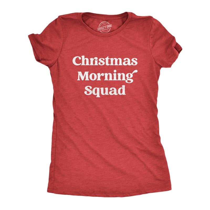 Womens Christmas Morning Squad T Shirt Funny Xmas Party Family Novelty Graphic Tee For Women Funny Womens T Shirts Cute...