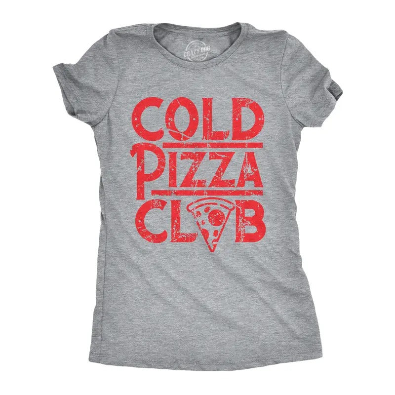 Womens Cold Pizza Club T Shirt Funny Awesome Leftover Pizza Slice Lovers Tee For Ladies Funny Womens T Shirts Cute...