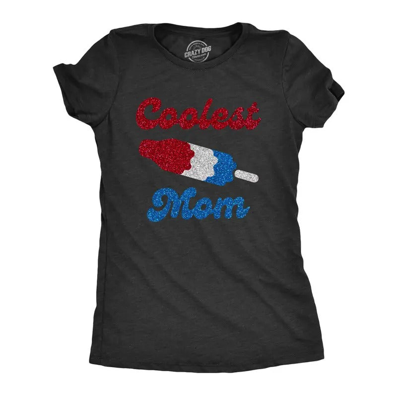 Womens Coolest Mom Glitter T Shirt Funny Mothers Day Graphic Top Super Cute Funny Womens T Shirts Cute Slimming Top...