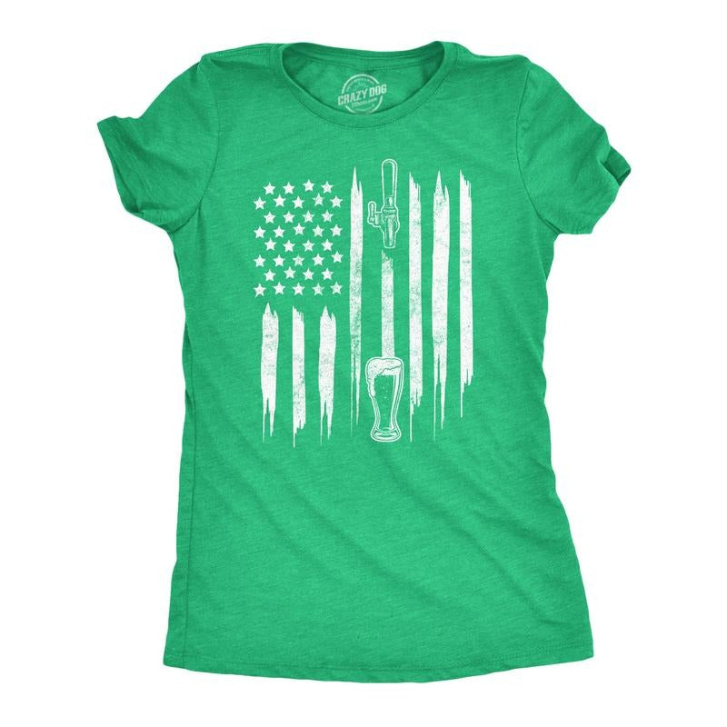 Womens Craft Beer American Flag St Patricks Day Graphic Tee Drinking T Shirt Funny Womens T Shirts Cute Slimming Top...