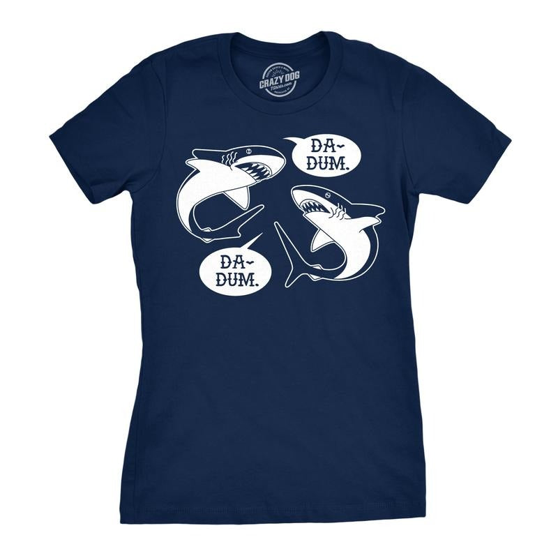 Womens Da-Dum Da-Dum Shark T Shirt Funny Summer Vacation Tee for Ladies Funny Womens T Shirts Cute Slimming Top...