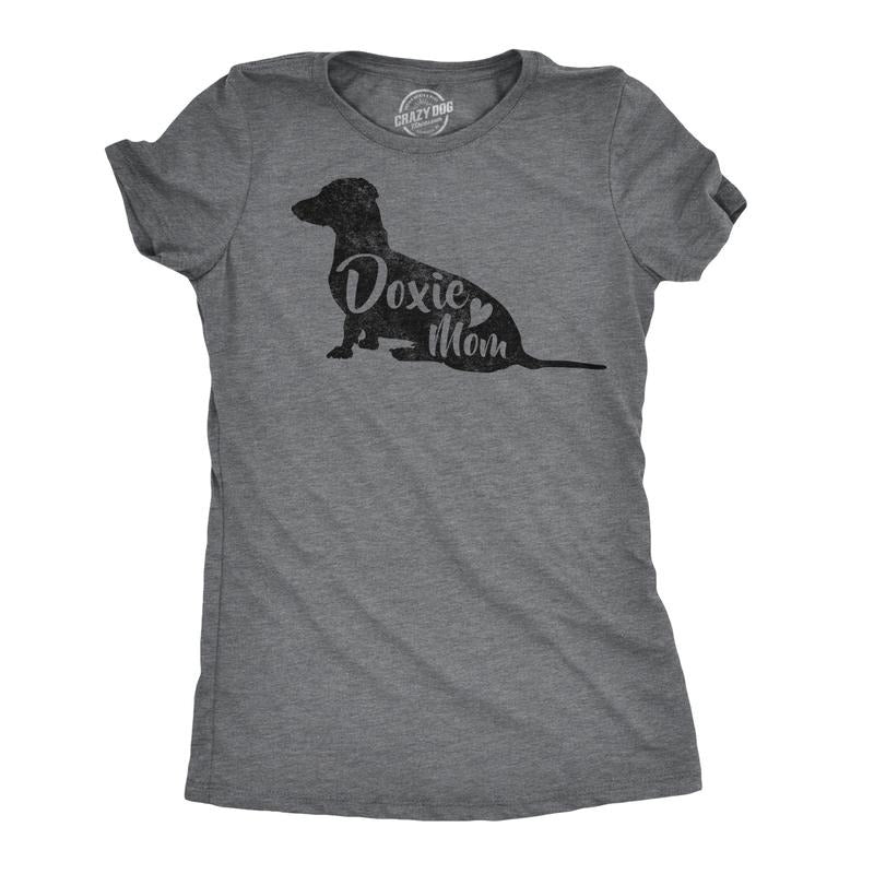 Womens Doxie Mom T Shirt Wiener Dog Lover Gift Funny Daschund Tee Funny Womens T Shirts Cute Slimming Top Comfortable...