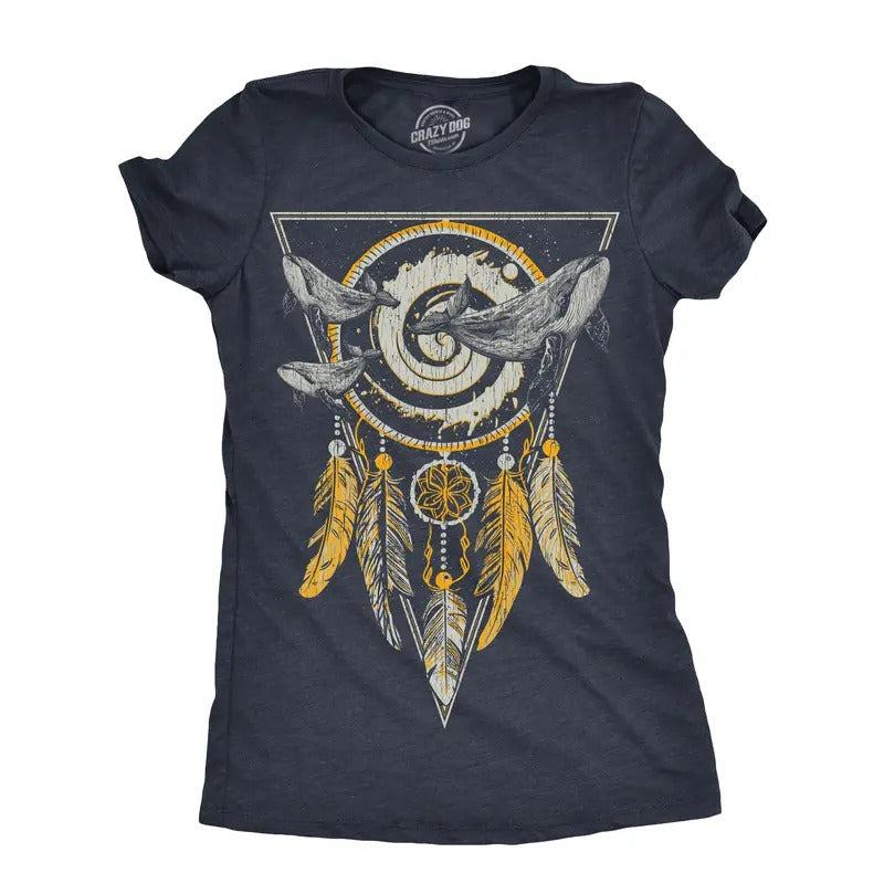 Womens Dream Whale T Shirt Funny Awesome Majestic Dream Catcher Whales Tee For Ladies Funny Womens T Shirts Cute Slimming...