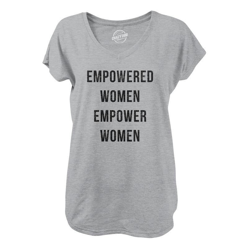 Womens Empowered Women Empower Women V-Neck Cool Lady Girl Power Feminism Novelty Shirt For Ladies Funny Shirts for Women...