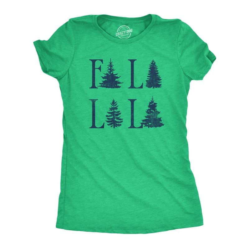 Womens Fa La La La T Shirt Funny Xmas Carol Tree Tee For Ladies Funny Womens T Shirts Cute Slimming Top Comfortable Soft...