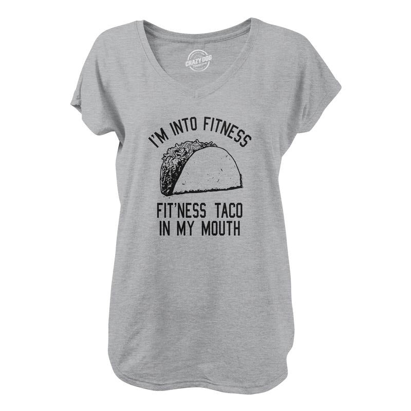 Womens Fitness Taco V-Neck Funny Gym Humor Mexican Food Graphic Muscle Shirt For Ladies Funny Shirts for Women Food ...