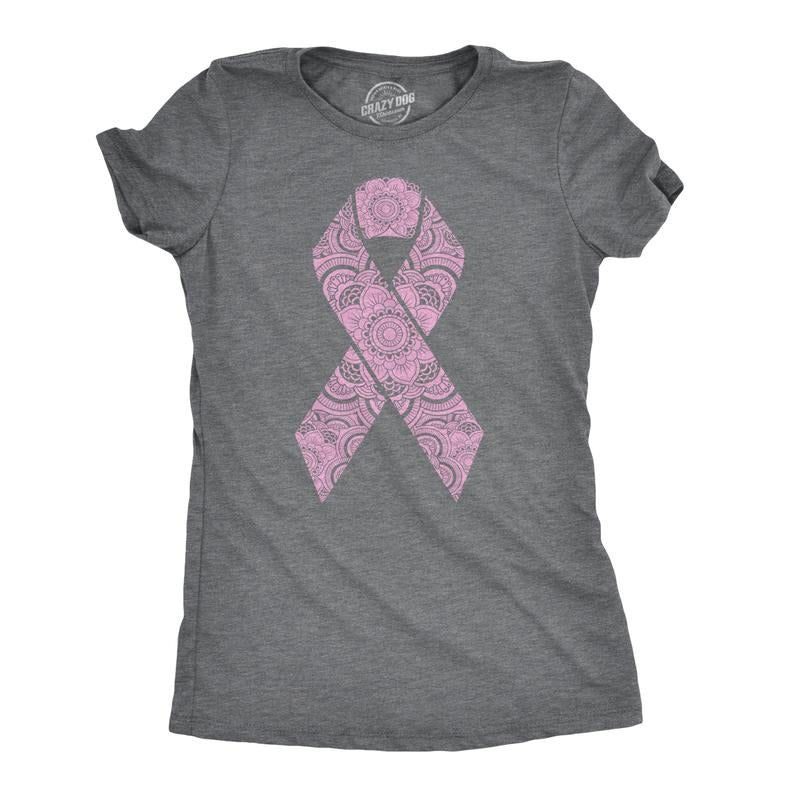 Womens Floral Breast Cancer Ribbon Awareness Survivor T shirt Funny Womens T Shirts Cute Slimming Top Comfortable Soft...