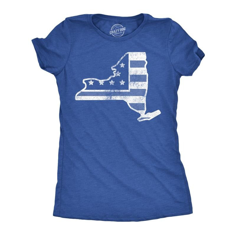Womens Funny T Shirts American Flag New York State Awesome Fourth Of July Tee For Ladies Funny Womens T Shirts Cute...