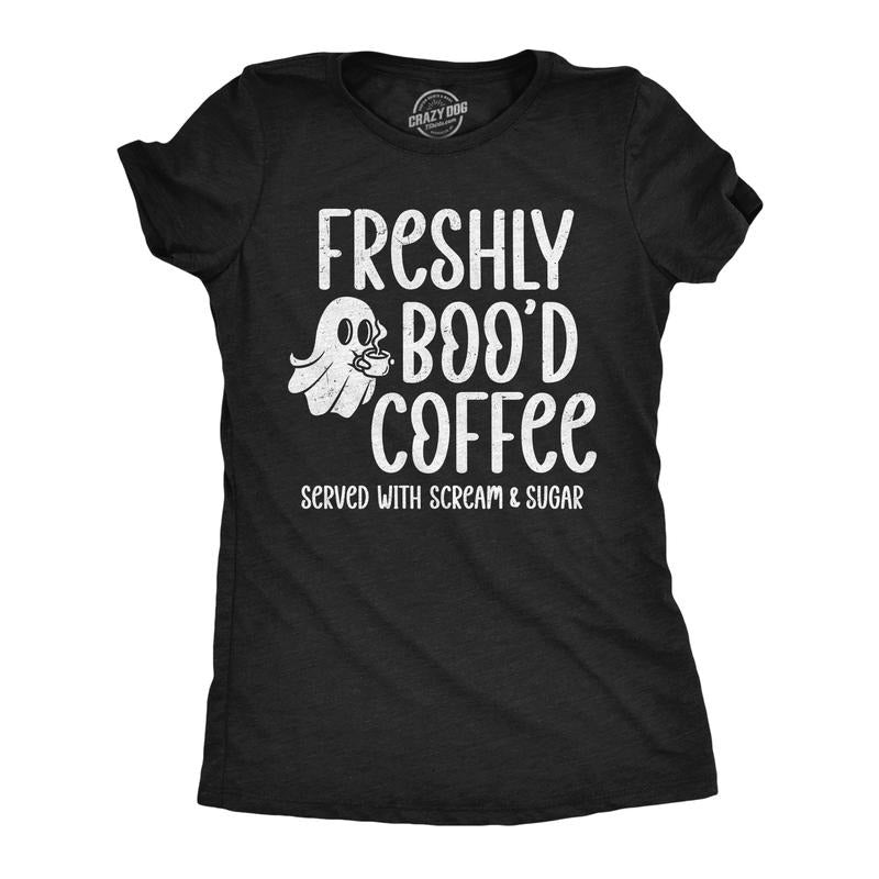 Womens Funny T Shirts Freshly Bood Coffee Sarcastic Halloween Graphic Novelty Tee For Ladies Funny Womens T Shirts Cute...