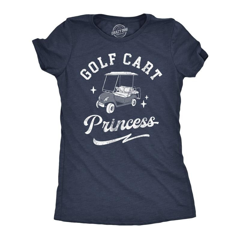 Womens Funny T Shirts Golf Cart Princess Sarcastic Golfing Graphic Tee For Ladies Funny Womens T Shirts Cute Slimming Top...