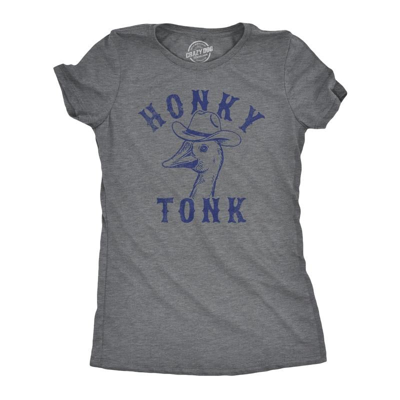 Womens Funny T Shirts Honky Tonk Sarcastic Goose Graphic Novelty Tee For Ladies Funny Womens T Shirts Cute Slimming Top...