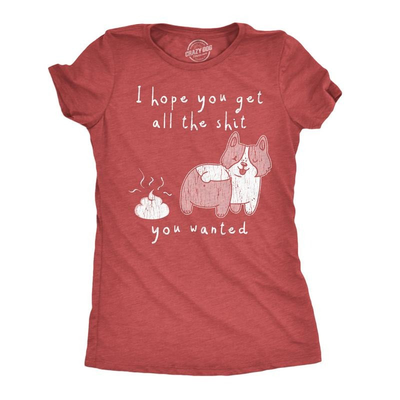 Womens Funny T Shirts I Hope You Got All The Shit You Wanted Sarcastic Christmas Dog Poop Graphic Tee For Ladies Funny...