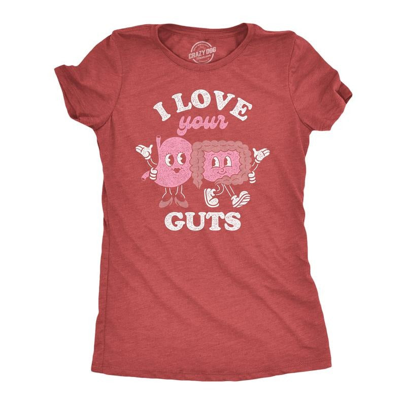 Womens Funny T Shirts I Love Your Guts Valentines Day Graphic Tee For Ladies Funny Womens T Shirts Cute Slimming Top...