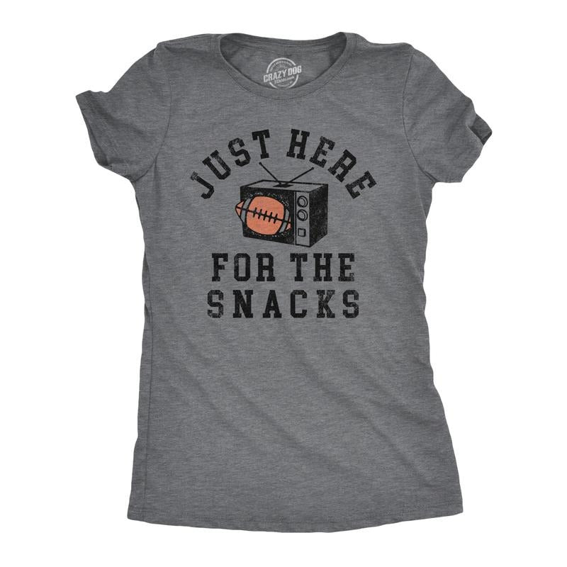Womens Funny T Shirts Just Here For The Snacks Sarcastic Football Tee For Ladies Funny Womens T Shirts Cute Slimming Top...
