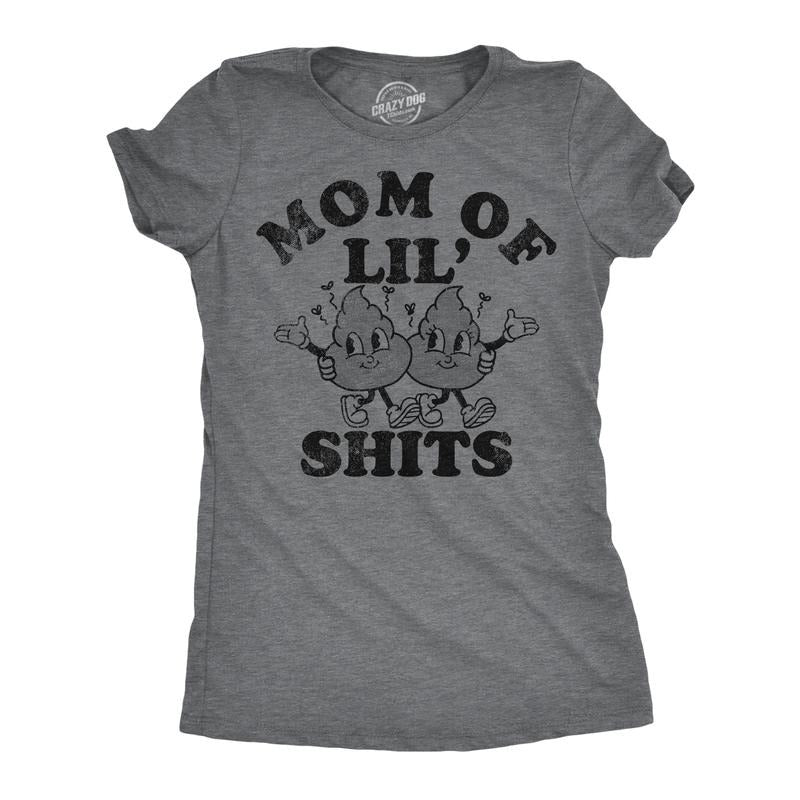 Womens Funny T Shirts Mom Of Lil Shits Sarcastic Mothers Day Tee For Ladies Funny Womens T Shirts Cute Slimming Top...