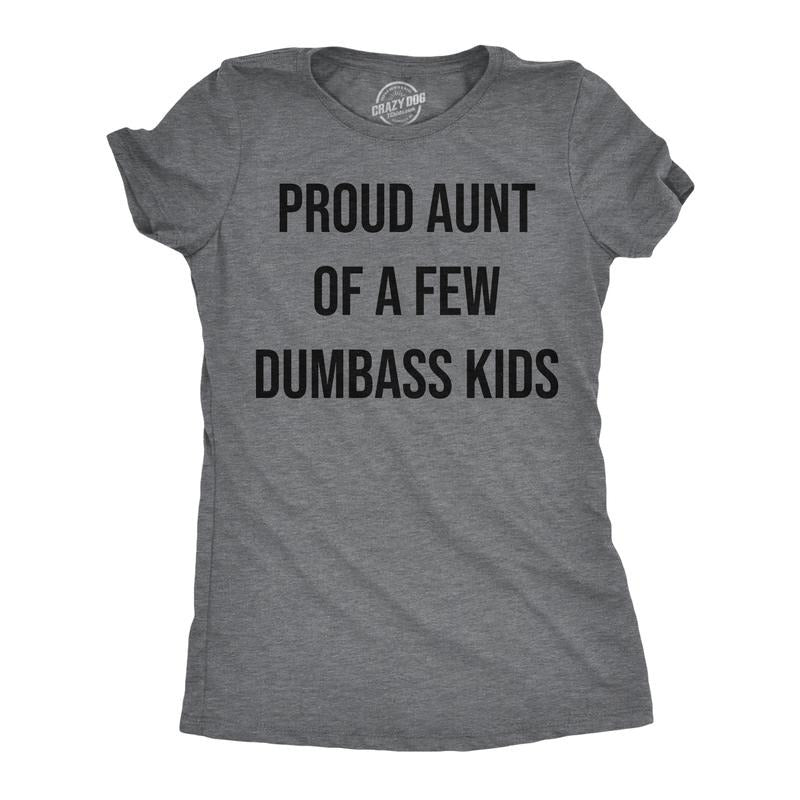 Womens Funny T Shirts Proud Aunt Of A Few Dumbass Kids Sarcastic Family Tee Funny Womens T Shirts Cute Slimming Top...