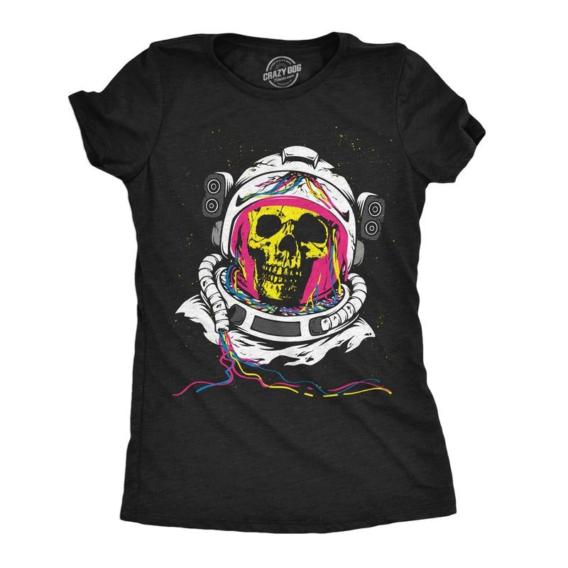 Womens Funny T Shirts Rainbow Astronaut Skull Cool Graphic Tee For Ladies Funny Womens T Shirts Cute Slimming Top...