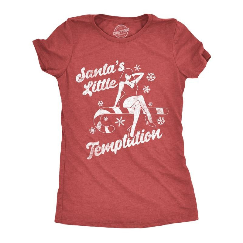 Womens Funny T Shirts Santas Little Temptation Sarcastic Christmas Graphic Tee For Ladies Funny Womens T Shirts Cute...