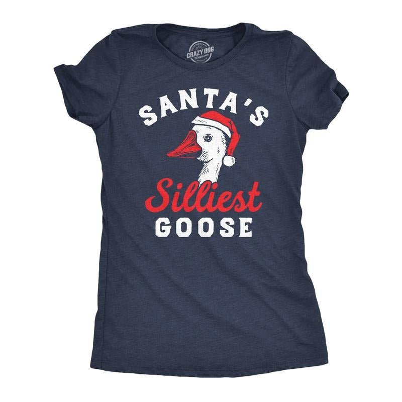 Womens Funny T Shirts Santas Silliest Goose Sarcastic Christmas Graphic Novelty Tee For Ladies Funny Womens T Shirts Cute...