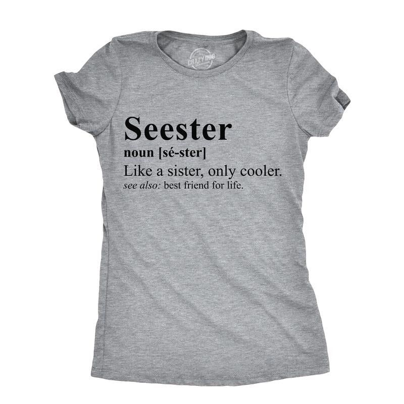 Womens Funny T Shirts Seester Sarcastic Sister Graphic Tee for Ladies Funny Womens T Shirts Cute Slimming Top Comfortable...