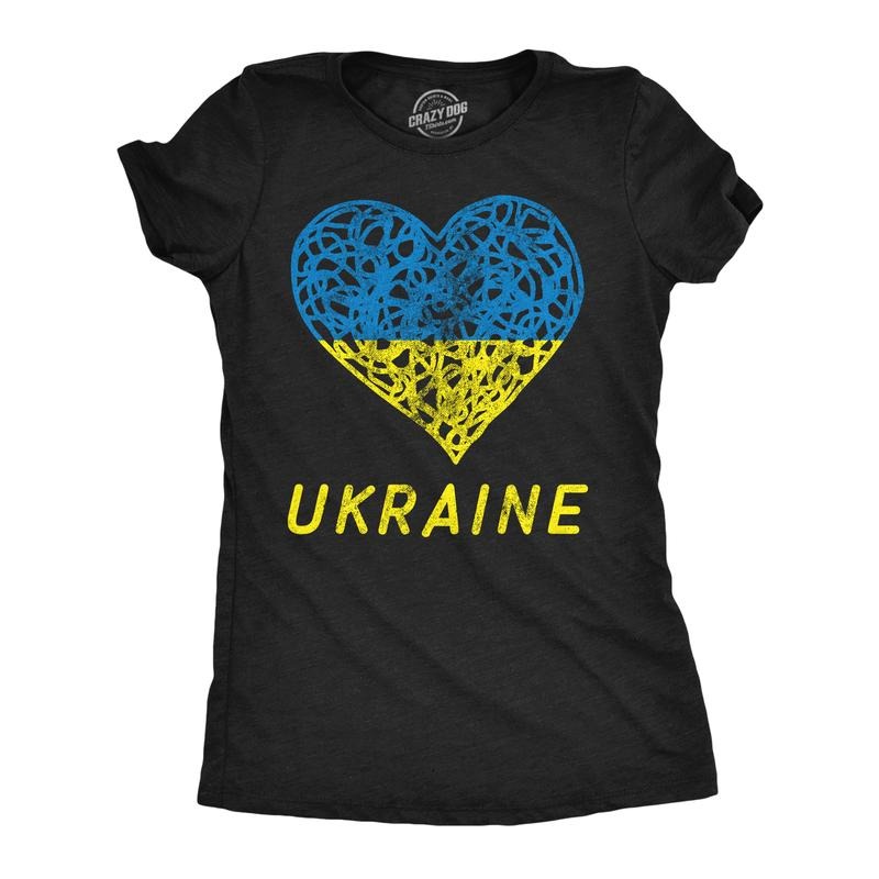 Womens Funny T Shirts Ukraine Heart Awsome Support Graphic Novelty Tee For Ladies Funny Womens T Shirts Cute Slimming Top...
