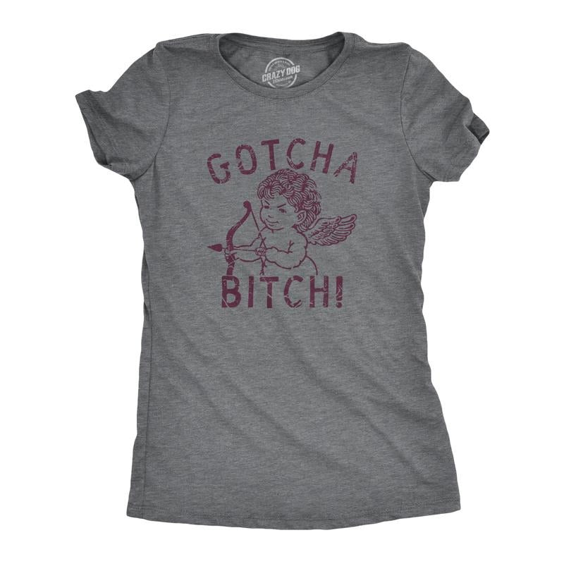 Womens Gotcha Bitch Cupid T Shirt Funny Valentines Day T shirt for Women Funny Womens T Shirts Cute Slimming Top...