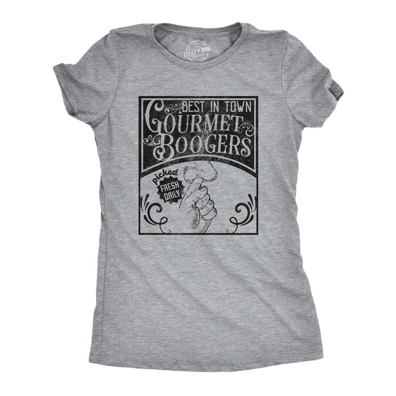 Womens Gourmet Boogers T Shirt Funny Nose Picking Joke Tee For Ladies Funny Womens T Shirts Cute Slimming Top Comfortable...