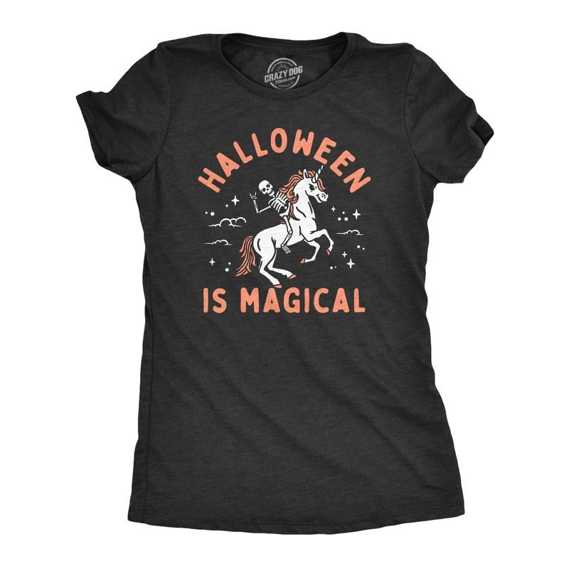 Womens Halloween Is Magical T Shirt Funny Spooky Season Fantasy Lovers Tee for Ladies Funny Womens T Shirts Cute Slimming...