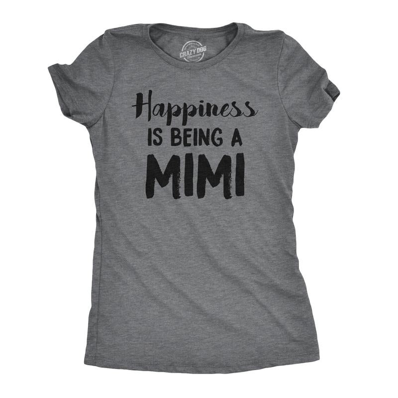 Womens Happiness Is Being A Mimi T Shirt Cute Family Grandparent Tee for Ladies Funny Womens T Shirts Cute Slimming Top...