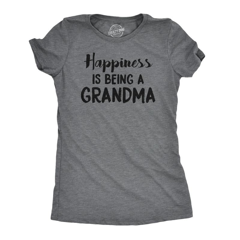 Womens Happiness Is Being a Grandma T shirt Funny Cute Nana Grandmother Gift Funny Womens T Shirts Cute Slimming Top...