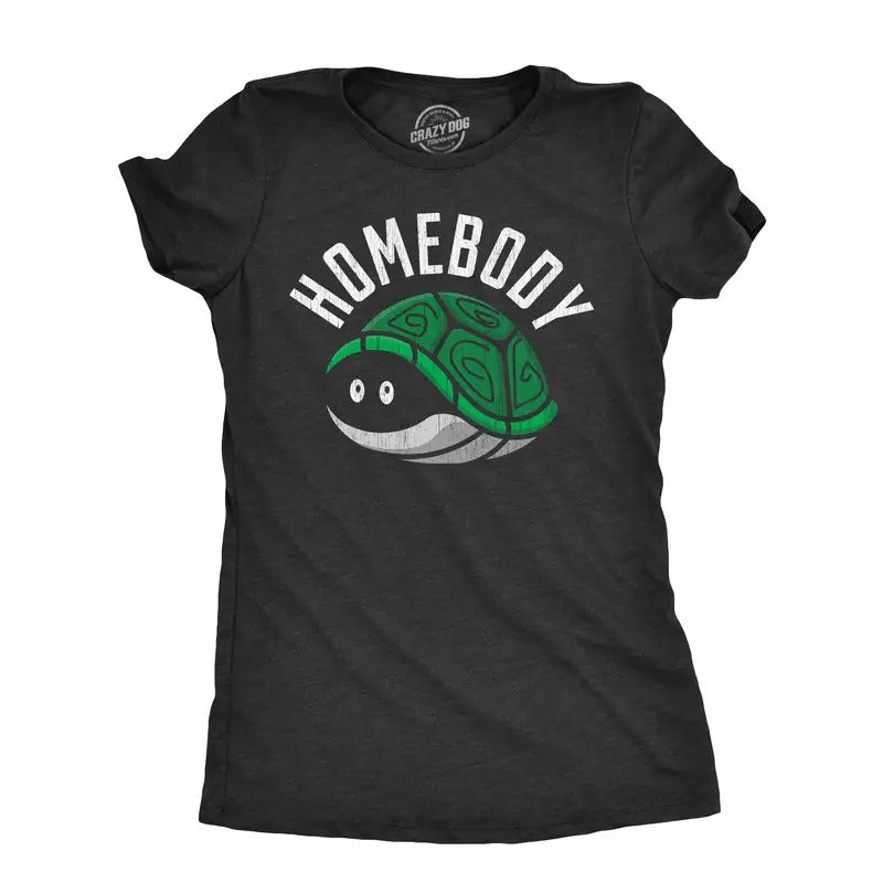 Womens Homebody T Shirt Funny Introverted Turtle Shell Joke Tee for Ladies Funny Womens T Shirts Cute Slimming Top...