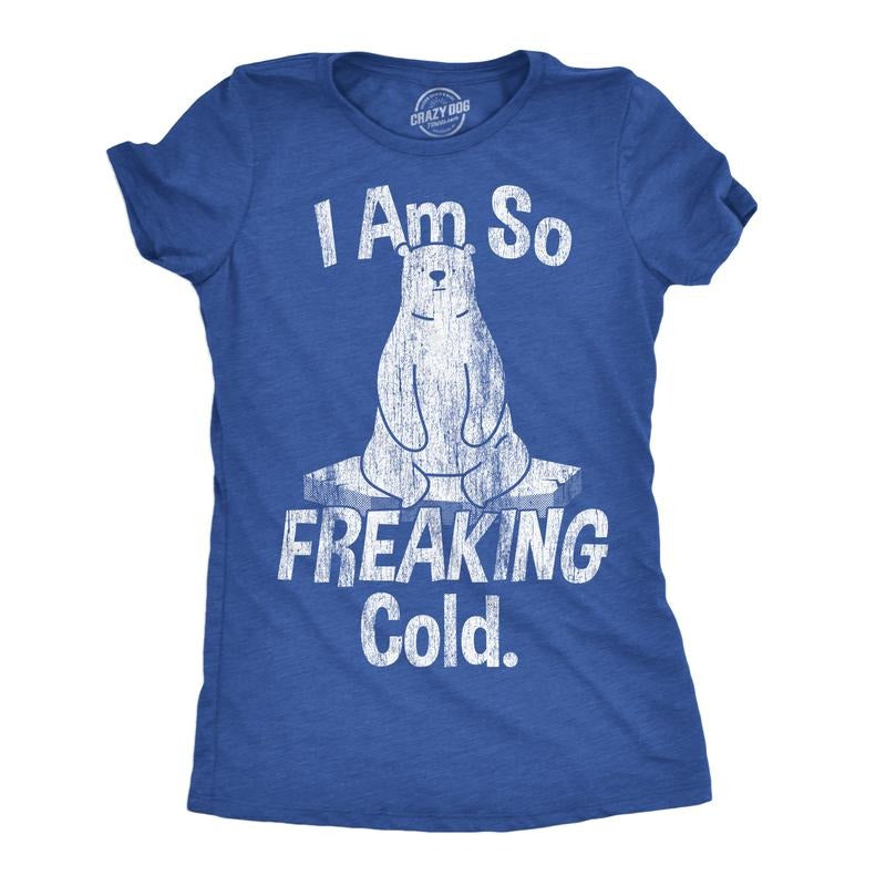 Womens I Am So Freaking Cold Funny T Shirt Sarcastic Winter Tee For Ladies Funny Womens T Shirts Cute Slimming Top...