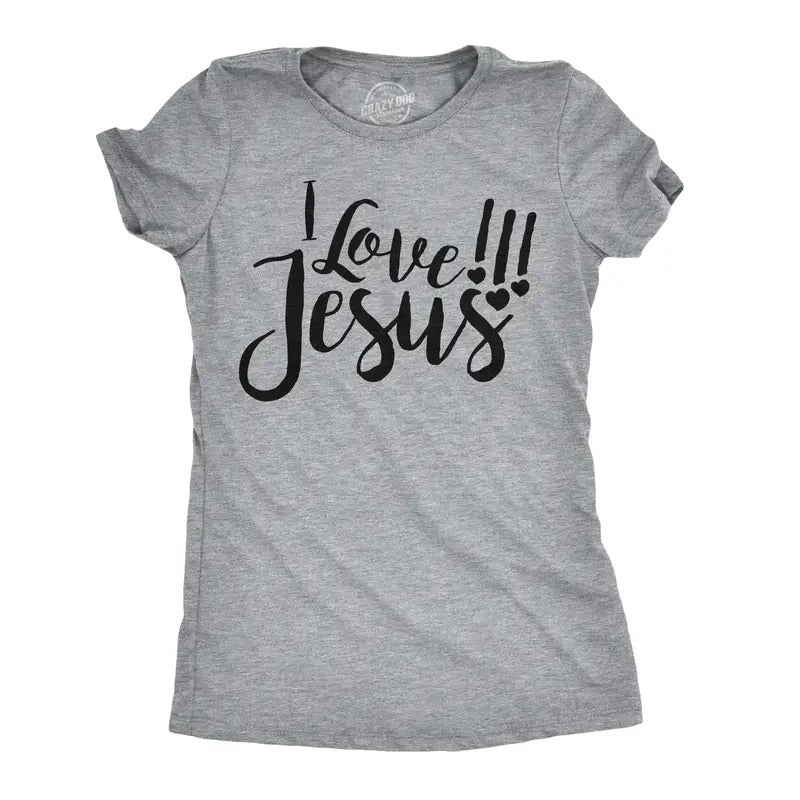Womens I Love Jesus T Shirt Cute Religious Easter Christian Faith Pray Tee Funny Womens T Shirts Cute Slimming Top...