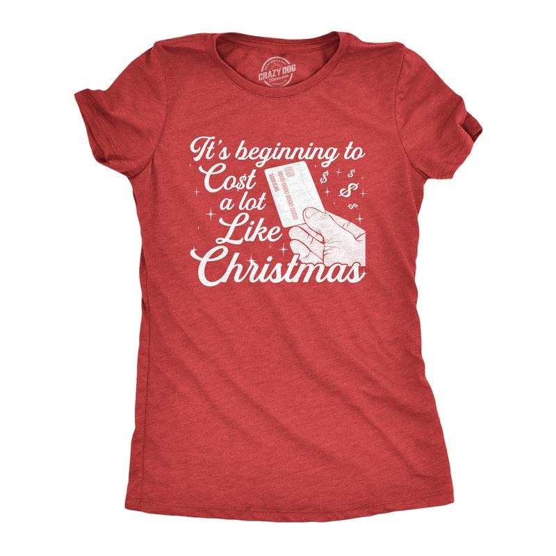 Womens It's Beginning To Cost A Lot Like Christmas T Shirt Funny Holiday Credit Card Tee Funny Womens T Shirts Cute...