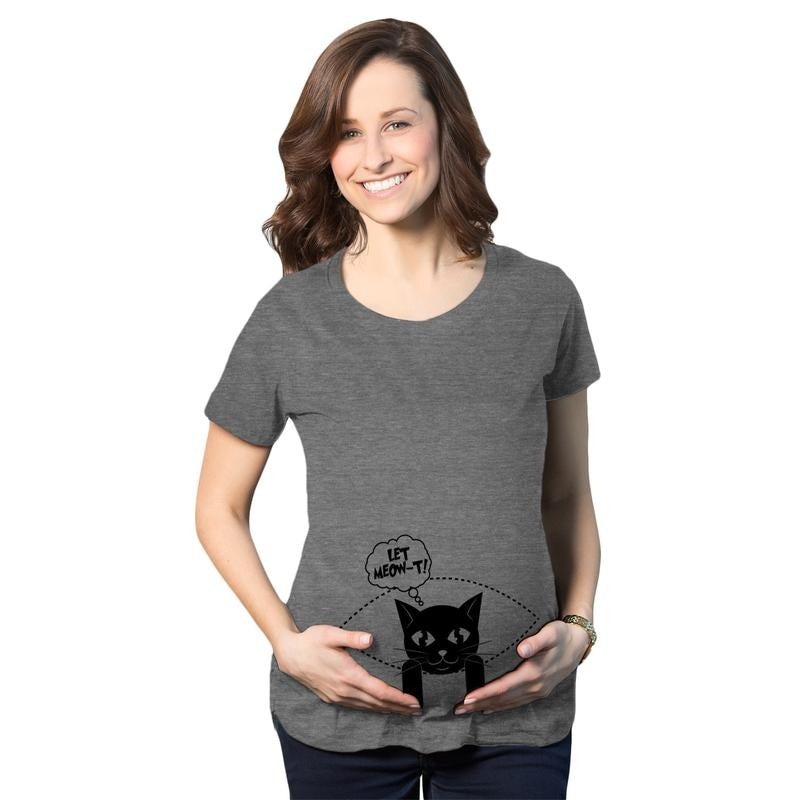 Womens Let MeowT Maternity T Shirt Funny Cat Lady Pet Lover Pregnancy Tee Funny Graphic Maternity Tee Cute Pregnancy Tees...