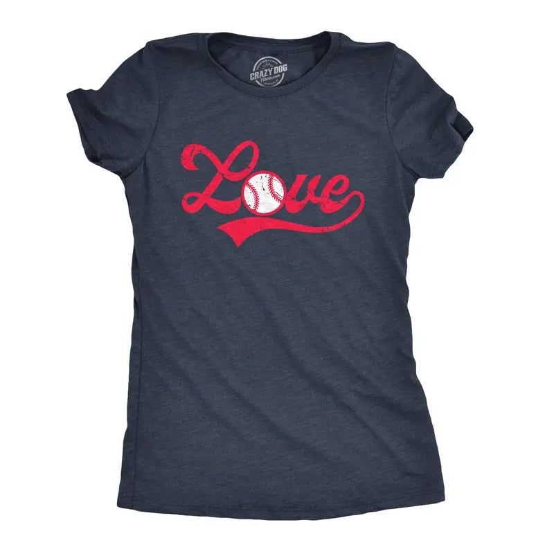 Womens Love Baseball Script T Shirt Cute Summer Sports Tee Funny Womens T Shirts Cute Slimming Top Comfortable Soft...